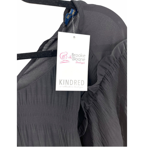 Nwt BLUHEAVEN BLACK RUFFLE GAUZE TOP - Picture 6 of 7